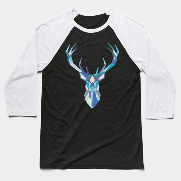 Geometric Polygonal Deer Baseball T-Shirt by Eugenex